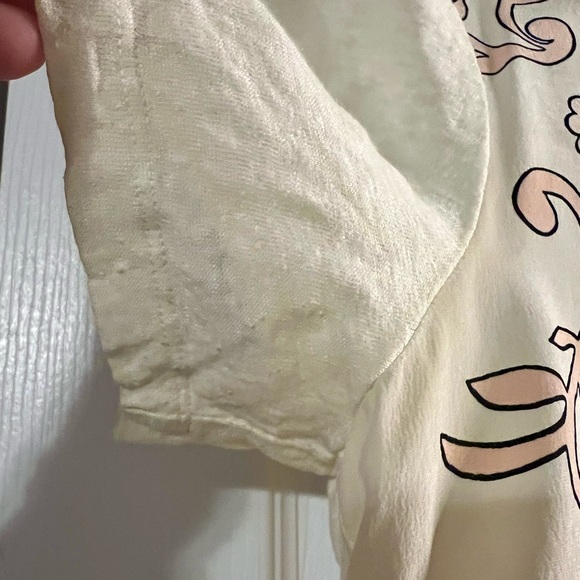 Tory Burch Cream Silk and Linen T-Shirt Size M - Picture 4 of 8